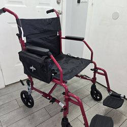 Medline Lightweight Steel Transport Chair, Folding Chair is Portable, wheelchair
