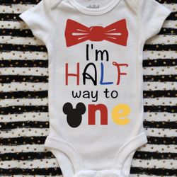 Half Way To One 1/2 Birthday Onesie