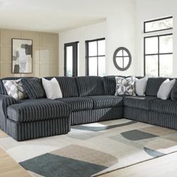 Brand New Ashley’s Midnight Madness Gunmetal Sectional 
