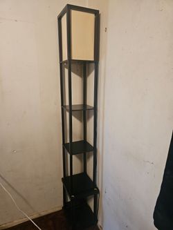 Modern Black Floor Lamp with Shelves