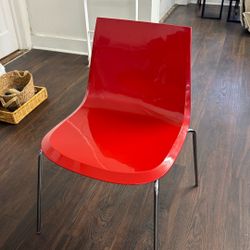 9 Red Acrylic Chairs Metal Legs 