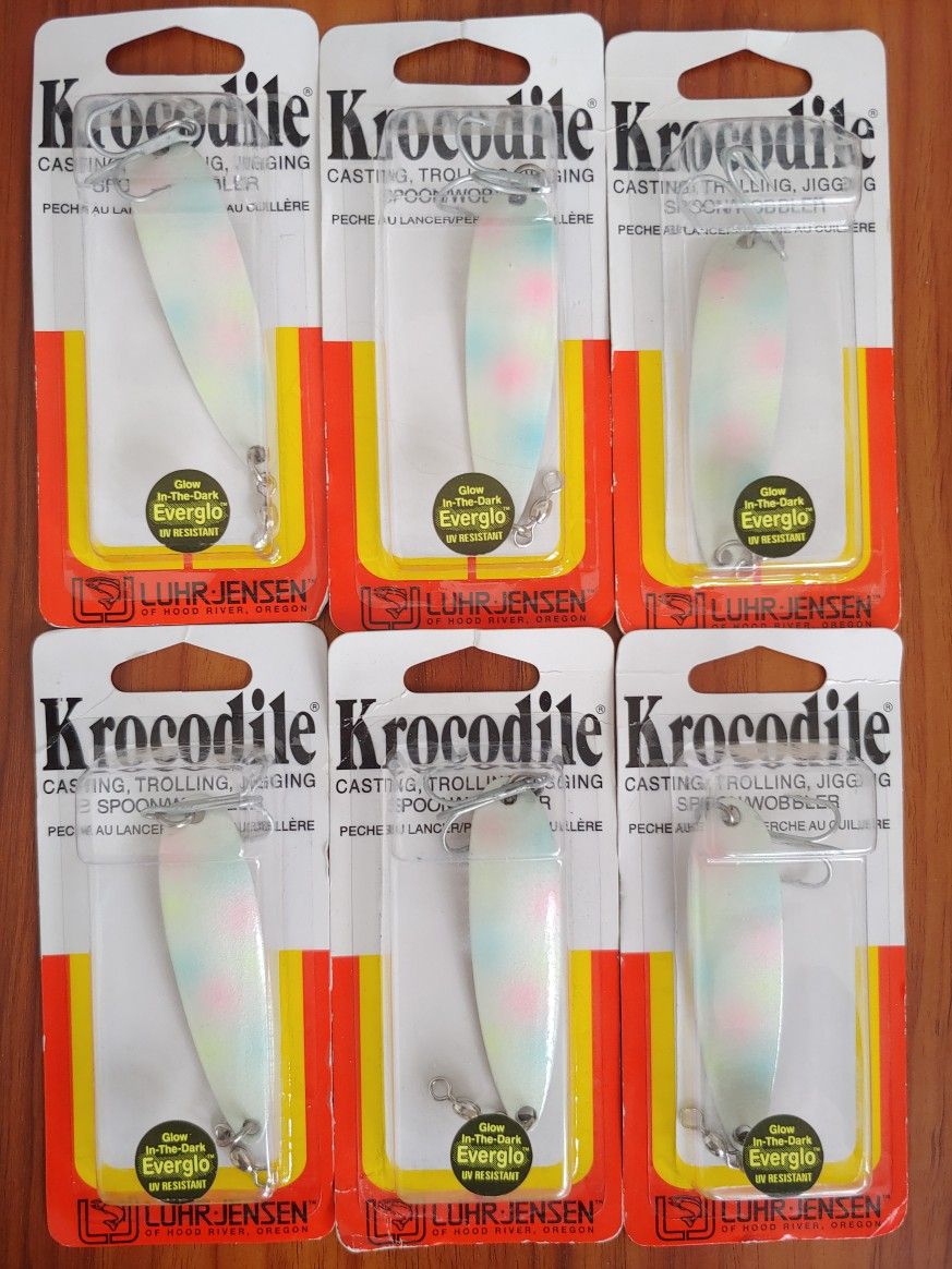 Luhr-Jensen Krocodile Spoon With Treble Hook  3/4 oz - Glomop Mother Of Pearl - Fishing Lures - 6 Packs