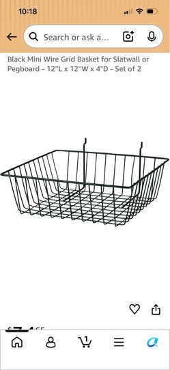 Slat wall or pegboard black baskets