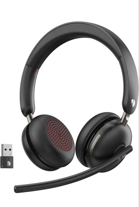 Bluetooth 5.3 Headset, Wireless Headset with Mic for Work (AI Noise Cancelling), Wireless Headphones with Mic & USB Dongle, 65H & Mute Function, Fit f