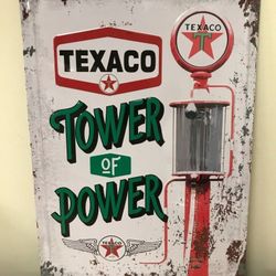 TEXACO NOSTALGIC TOWER OF POWER TIN METAL  SIGN