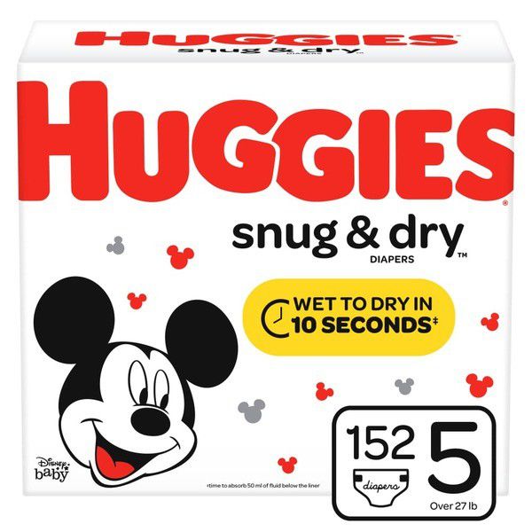 152 CT size 5 Huggie diapers/ 3 pack wipes