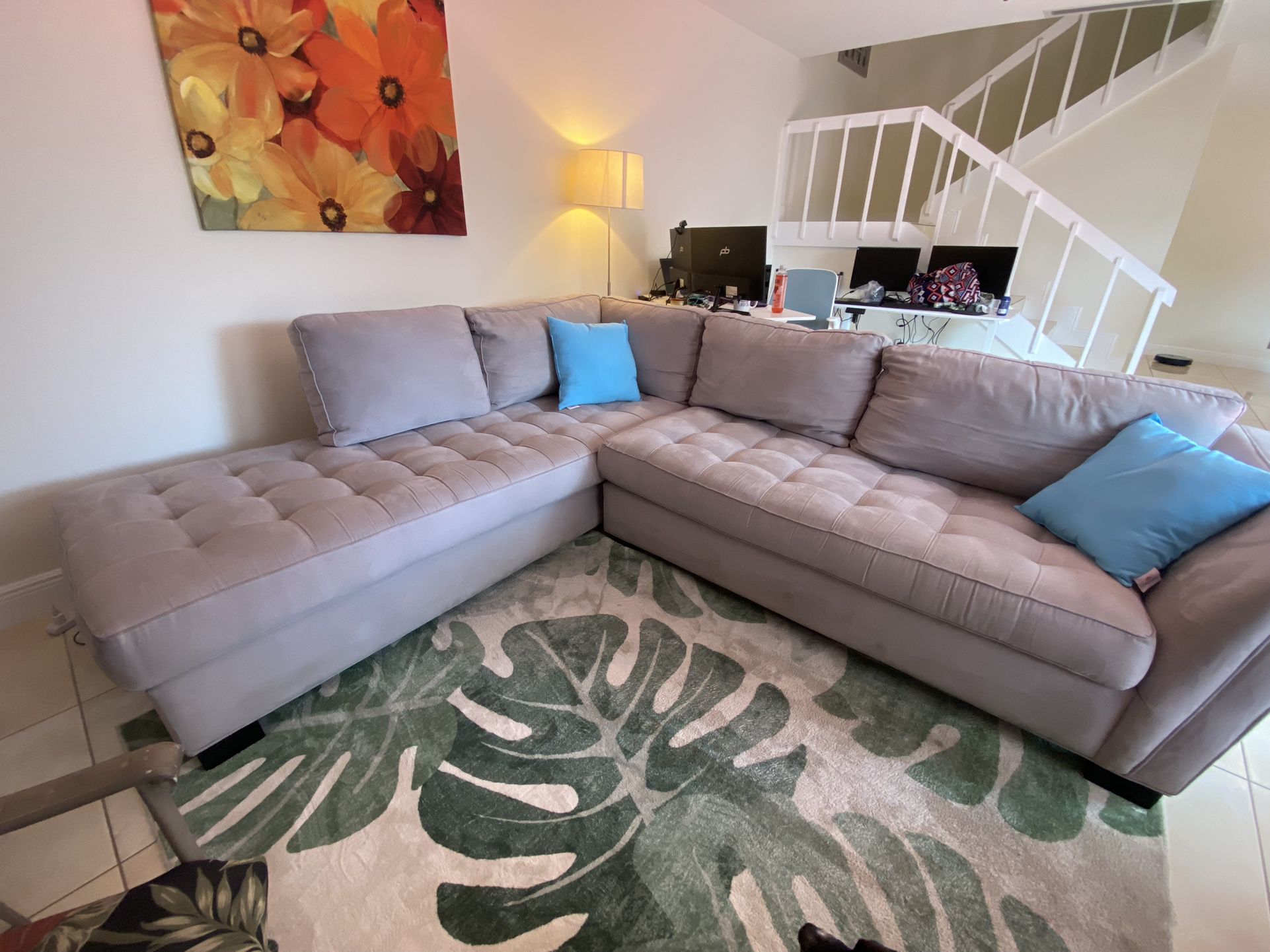 Grey Couch / Sectional - Like New
