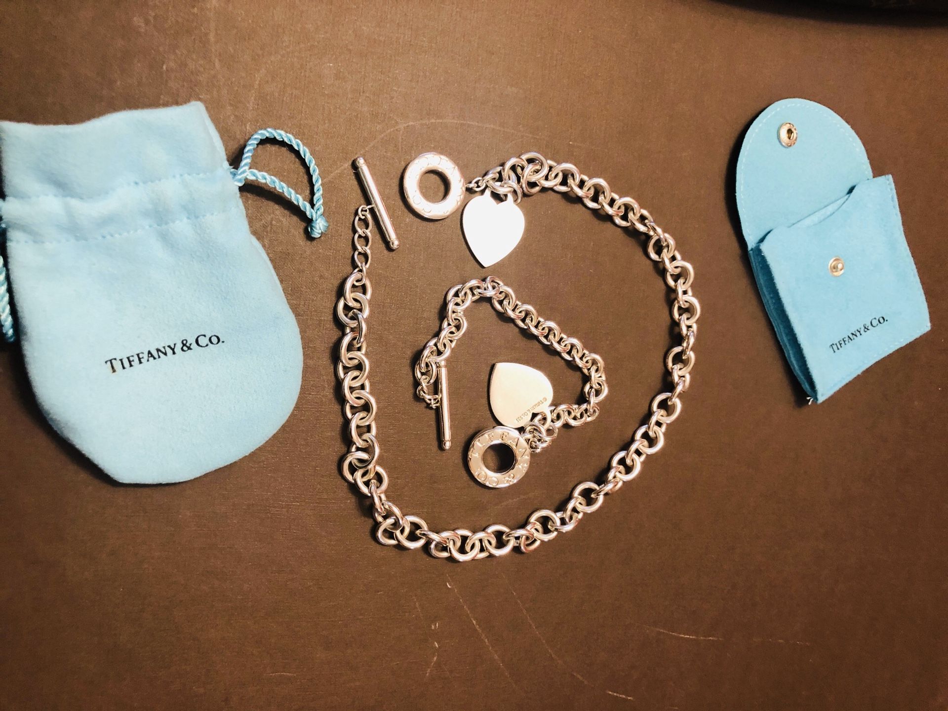 Tiffany and Co. heart toggle necklace and bracelet set 100% authentic