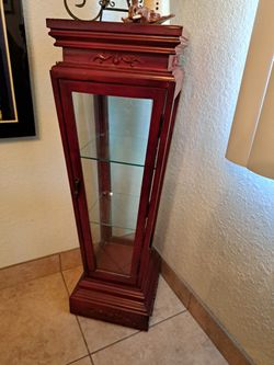 Antique RED Glass Case, 2 Shelves