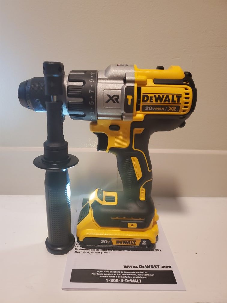 DEWALT 20-Volt MAX XR Lithium-Ion Cordless 1/2 in. Premium Brushless Hammer Drill+battery (no charger)