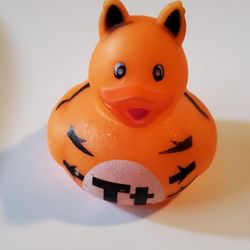 Small Tiger Rubber Duckie Duck Toy Figurine 