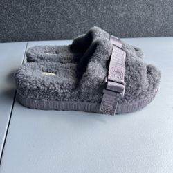 UGG FLUFFITA SHADOW COLOR PLATFORM SLIDES SHEEPSKIN SLIPPERS SIZE 10 US WOMENS