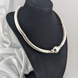 ✨Modern NINA RICCI Sterling Silver Collar Necklace 45.68g.|8mm|18"✨💛