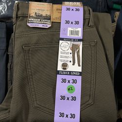 Men’s Fleece Lined Canvas Pants 30x30