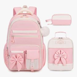 3PCS Girls Backpack- Pink 