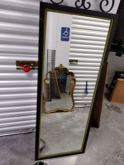 Large Full-Length Wall Mirror Black Gold Frame