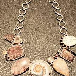 Beautiful Sterling Shell And Semi Precious Stones 