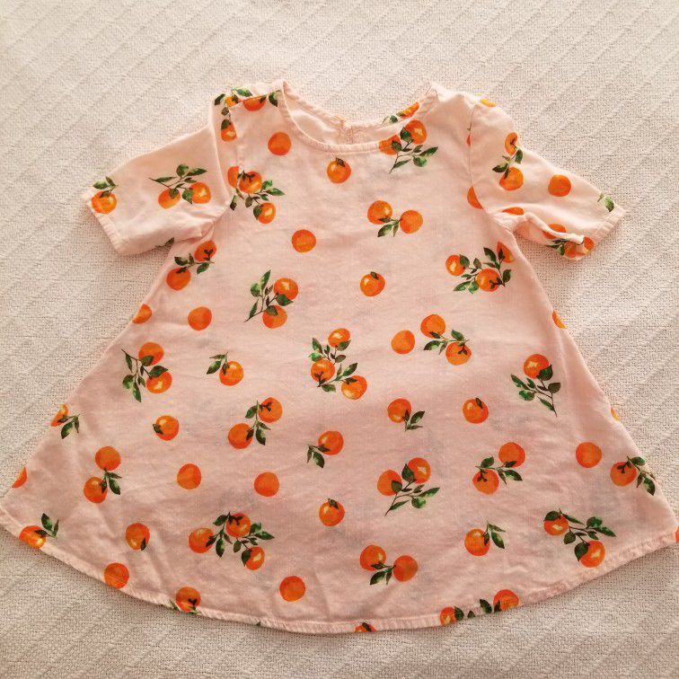 Old Navy Adorable Orange Print Dress Girls Size 18-24m