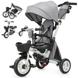 Kids Tricycle with Canopy and Push Handle