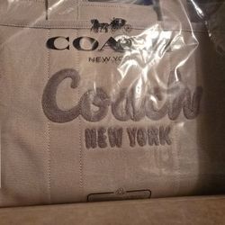 Coach Cargo Tote - Silver/Dark Natural