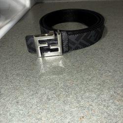 Men black Fendi belt with Silver Buckle
