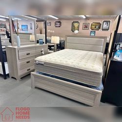 4 Pieces Brown King size Bedroom Set