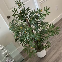 4" FT Artificial Olive Plant With Realistic Fruits With Bunches,With Pretty White Pot  