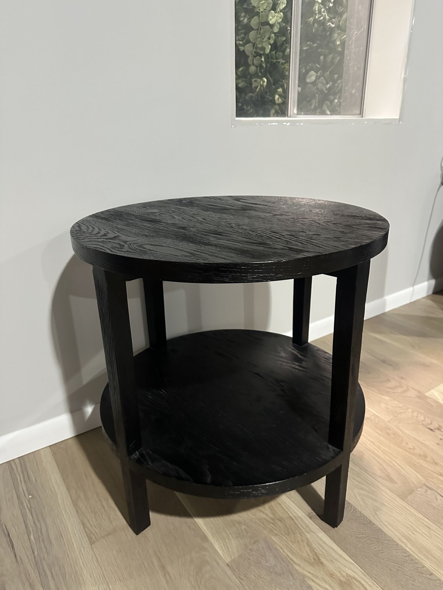Crate & Barrel Clairemont Ebonized Wood Round End Table