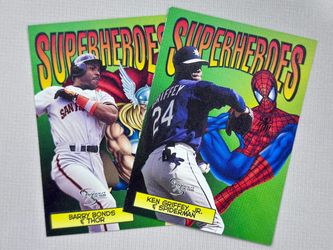 Ken Griffey Jr & Barry Bonds 1998 Skybox Dugout Axcess Superheroes