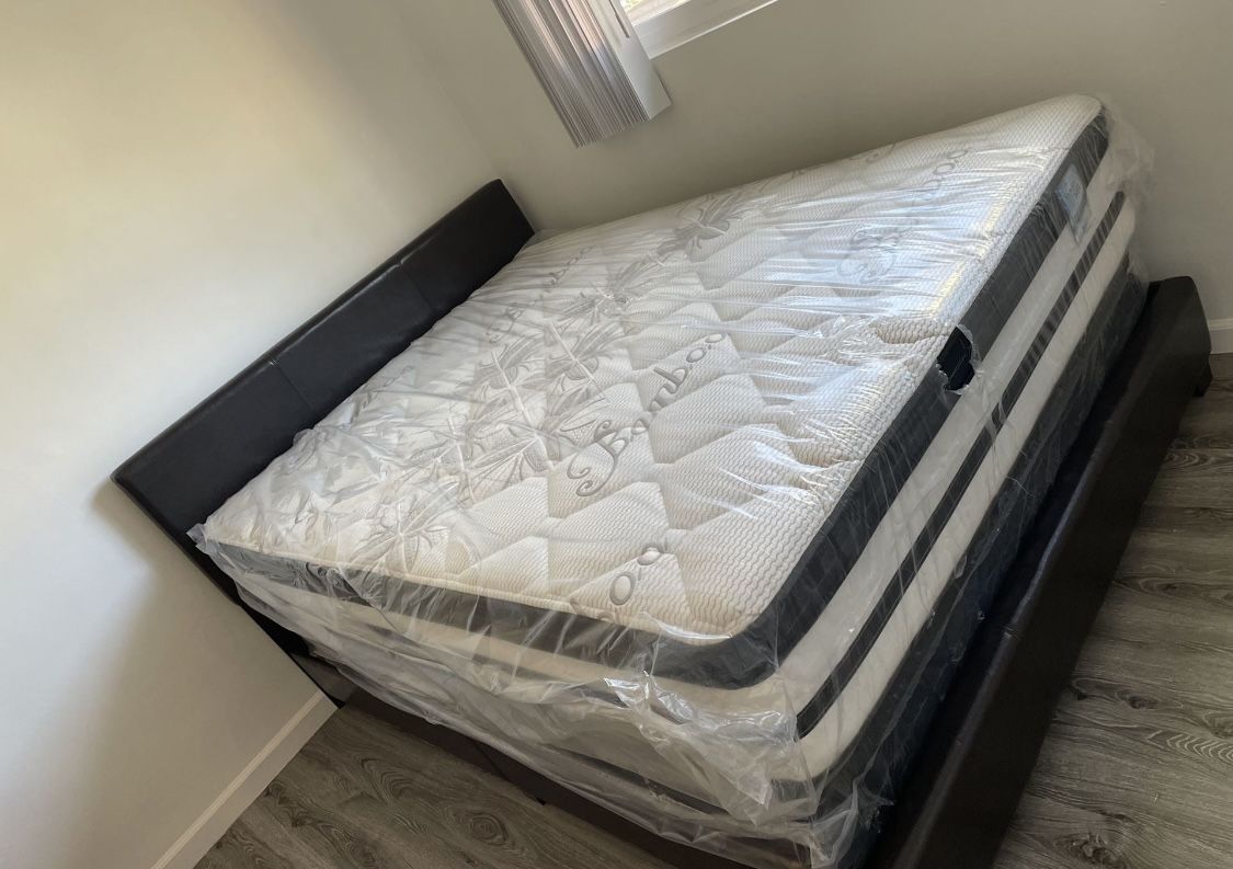 BRAND NEW “LUXURY EURO PILLOW TOP BAMBOO” MATTRESSES 💯 COLCHONES NUEVOS PILLOW TOP 💯 💥12 inches thick 💥 Queen $210❌ $270 With Box Spring 💥 FU