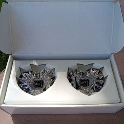 New, Beautiful Pair Of MIKASA Lead Crystal Heart Shaped Candle Holders.  Exquisite!