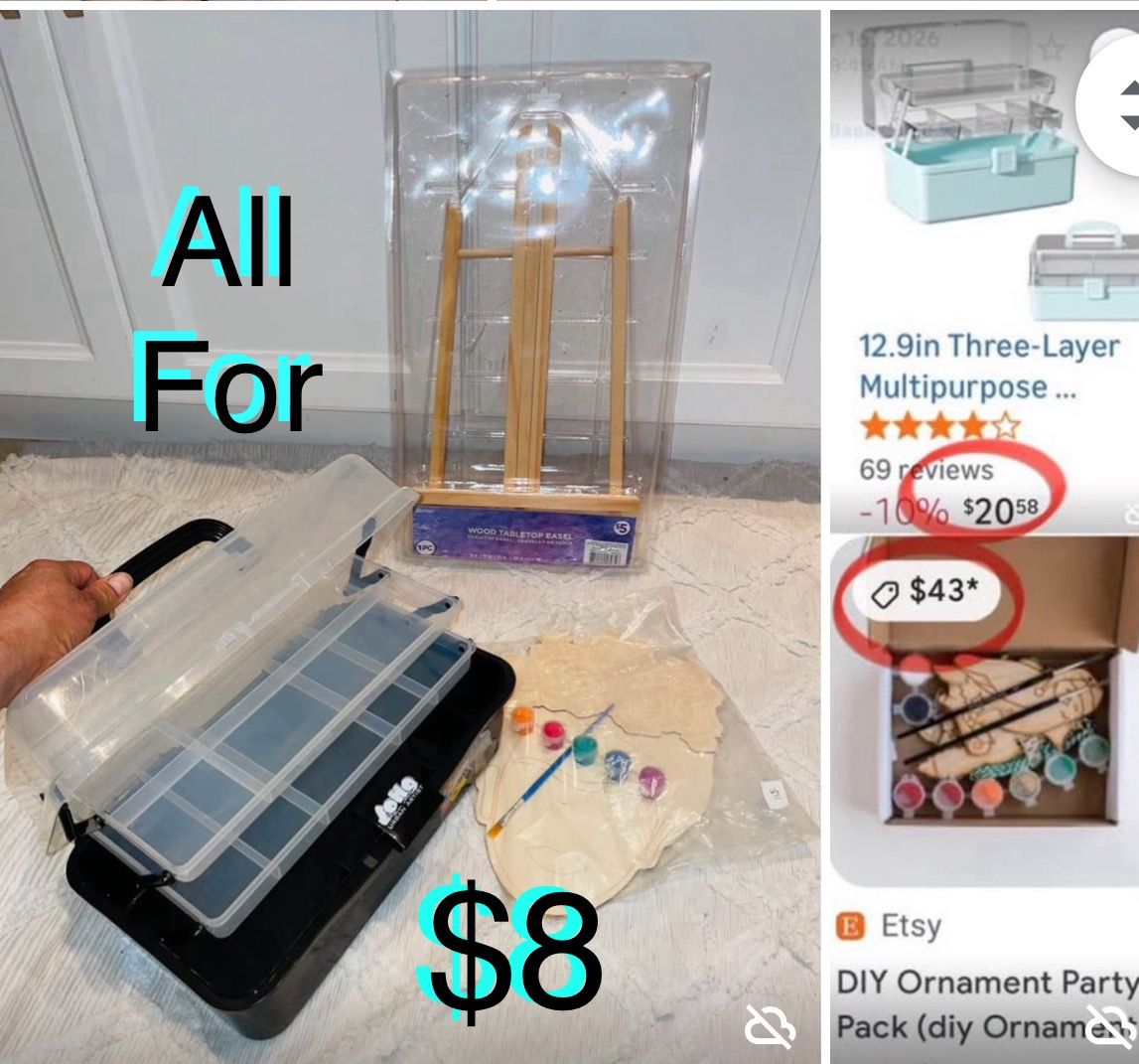 $8 For All Bundle of art supplies Soho storage Organizer 🎨Box,table top easel,DIY art painting