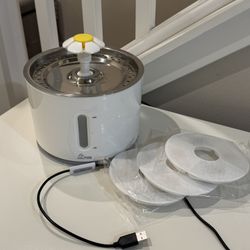 Cat, Dog, Pet Water Fountain And 3 New Filters