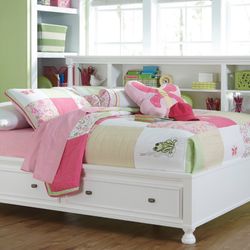 Full/twin Bed With Bookcase Footboard Storage
