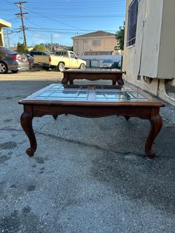 Wood Coffee Table and End Table Set