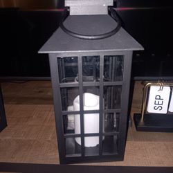 Black Metal Decorative Lantern with Candle