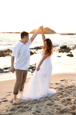 White Wedding Engagement Photoshoot Dress