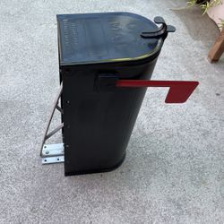 Mail Box Black With Red Flag