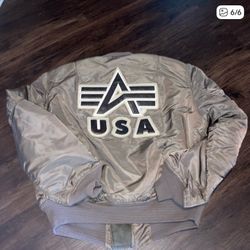 Alpha industries vintage Mens brown Bomber Jacket size