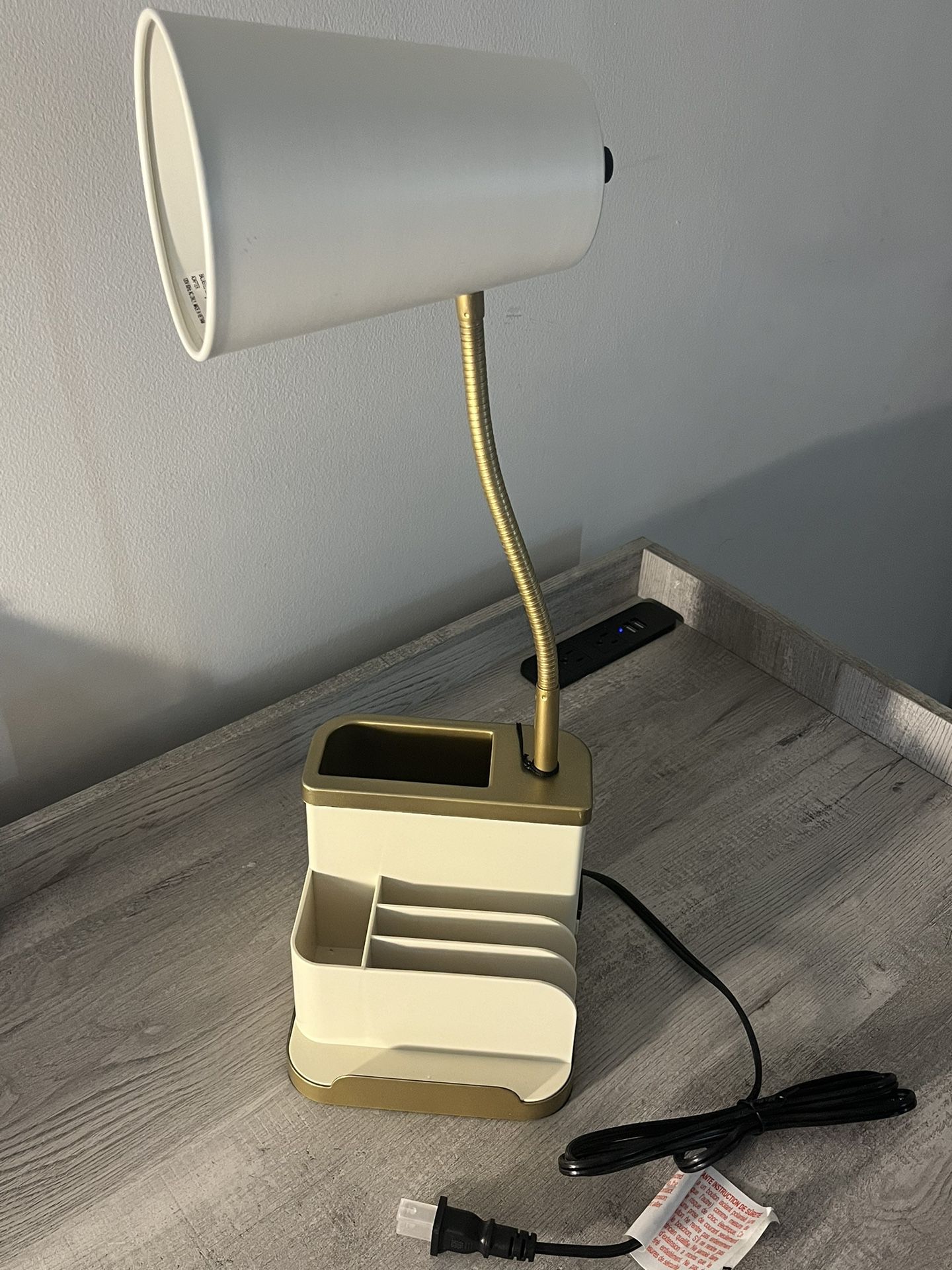 Ivory  Desk Lamp With Storage and USB port