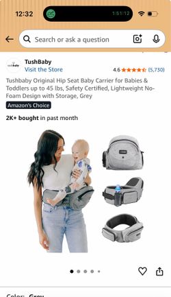 Tushbaby carrier - gray. Retails $75