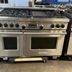 WOLF 48”WIDE DUAL FUEL RANGE STOVE STAINLESS STEEL 