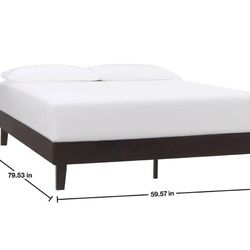 Beckdale Ebony Brown Wood Queen Platform Bed (59.57 in. W x 12 in. H)