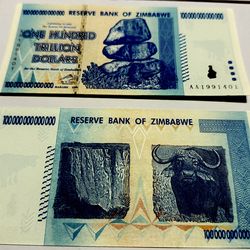 Zimbabwe 100 Trillion Dollars 2008 AA P-91 Banknote New UNC Zim Currency w/COA
