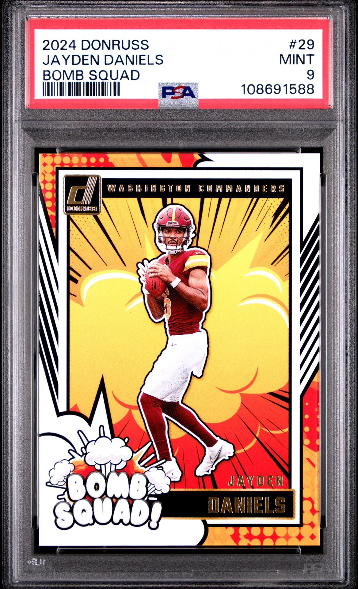 Jayden Daniels 2024 Panini Donruss #29 Bomb Squad Rookie RC PSA 9
