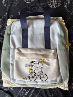 Snoopy Cartoon - Bicycle - Multi Color Small Backpack 