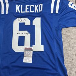 Dan Klecko Signed Autograph Custom Jersey - JSA Coa - Indianapolis Colts