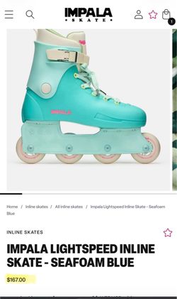 Impala Lightspeed Inline Skate – Seafoam Blue. Size 6