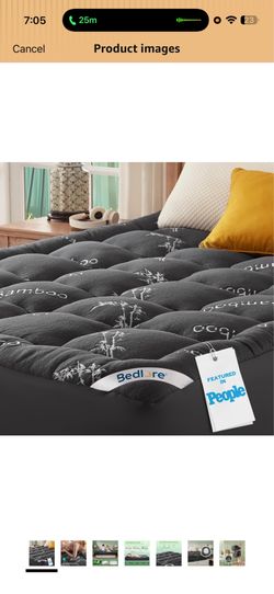 Queen size black comforter and mattress topper bundle