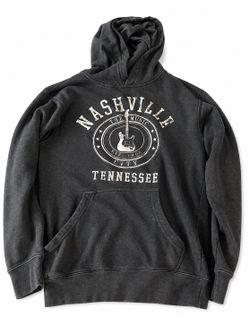 Nashville Tennessee Music City Charcoal Gray Pullover Hoodie Adult Small